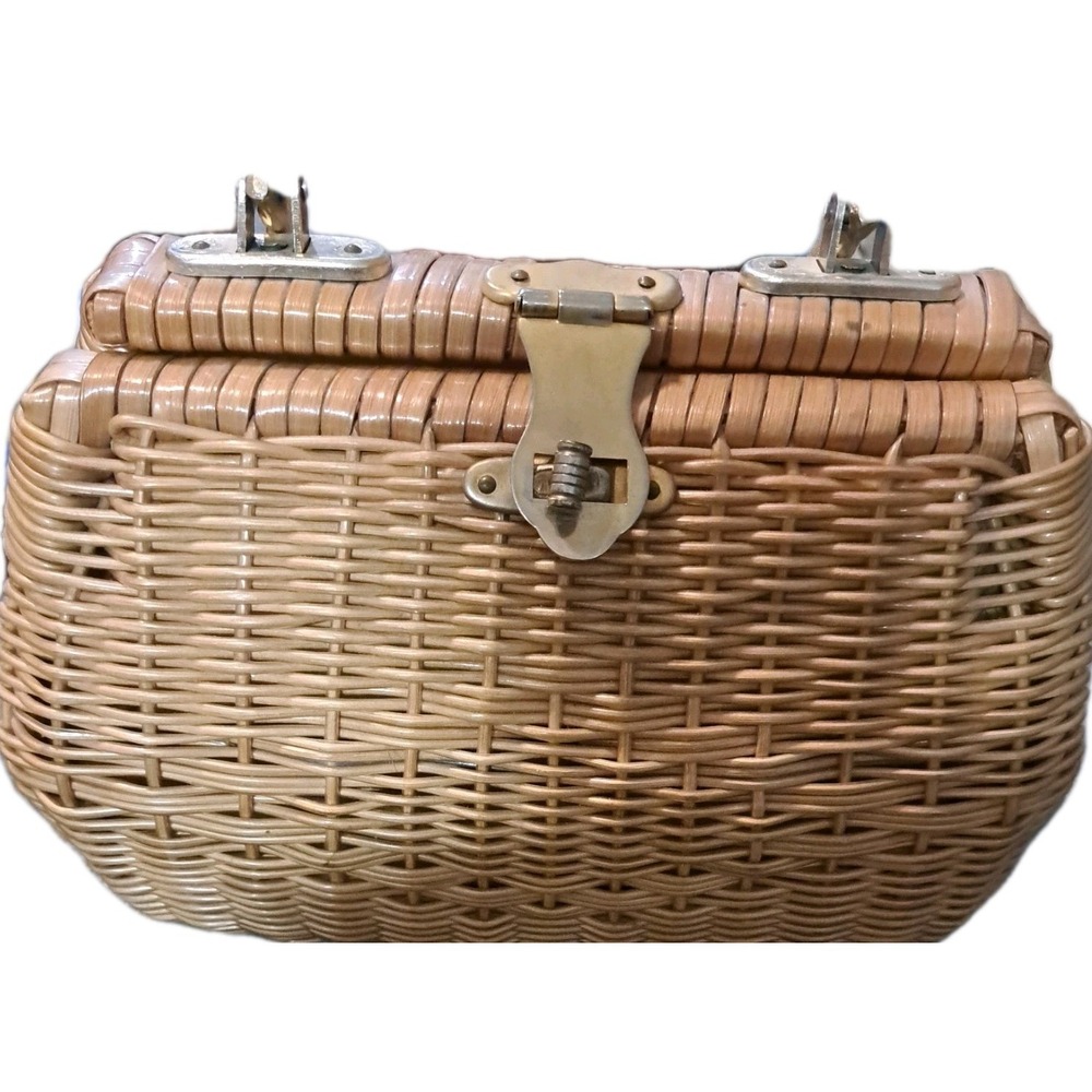 Vintage 1960s Wicker Purse Hand Made In Hong Kong